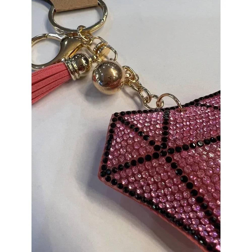 NWT Fashion Jewelry Rhinestone Pink Diamond Keychain/Bag Clip‎